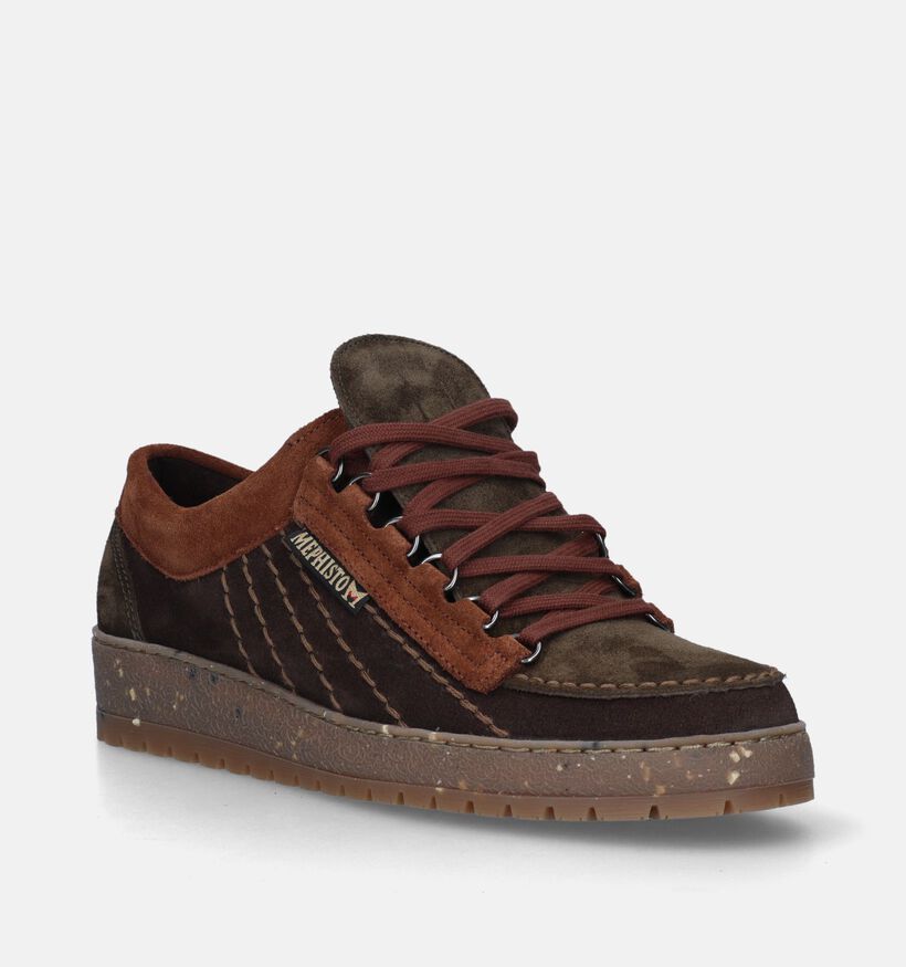 Mephisto Rainbow Velours Cognac Veterschoenen voor heren (345978)