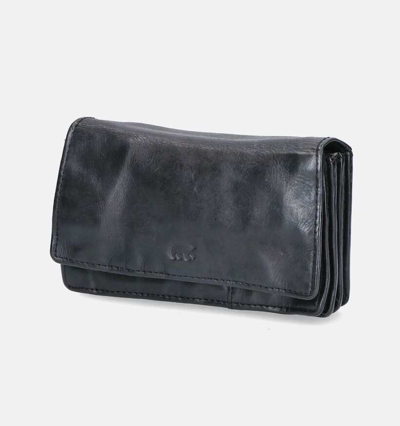 Bear Design Porte-monnaie &agrave; rabat en Noir pour femmes (382118)