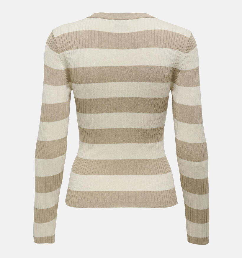 JDY Plum Beige Gestreepte trui voor dames (351361)