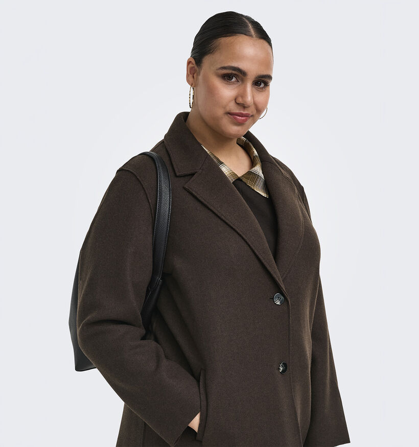 ONLY Carmakoma Carrie Manteau court en Brun fonc&eacute; pour femmes (378398)