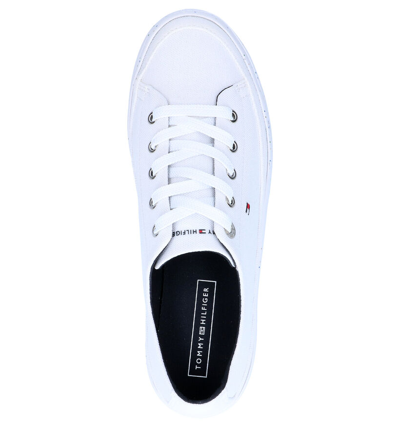 Tommy Hilfiger Glitter Flatform Witte Sneakers in stof (268581)