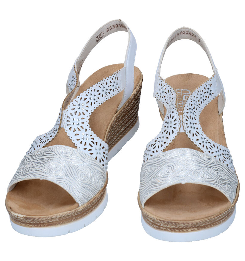 Rieker Witte Sandalen met sleehak voor dames (339118)
