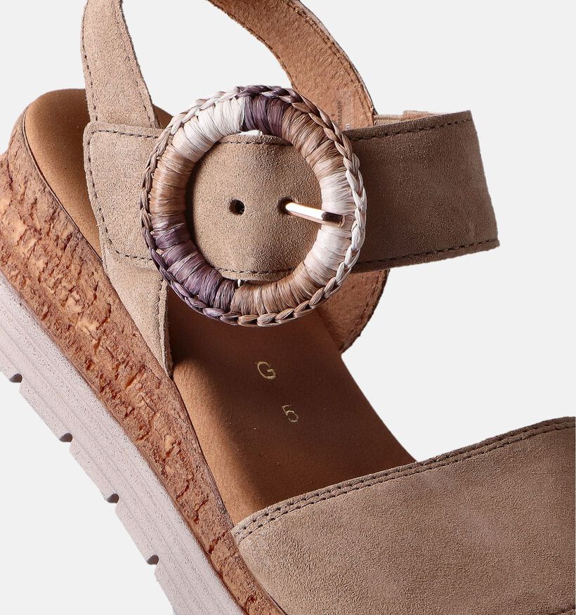 Gabor Beige Sandalen met sleehak voor dames (355018)