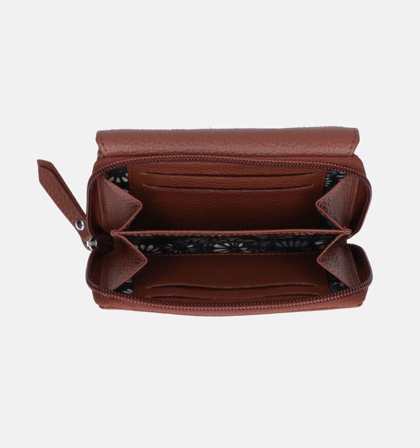 Euro-Leather Porte-monnaie zippé en Cognac pour femmes (353540)