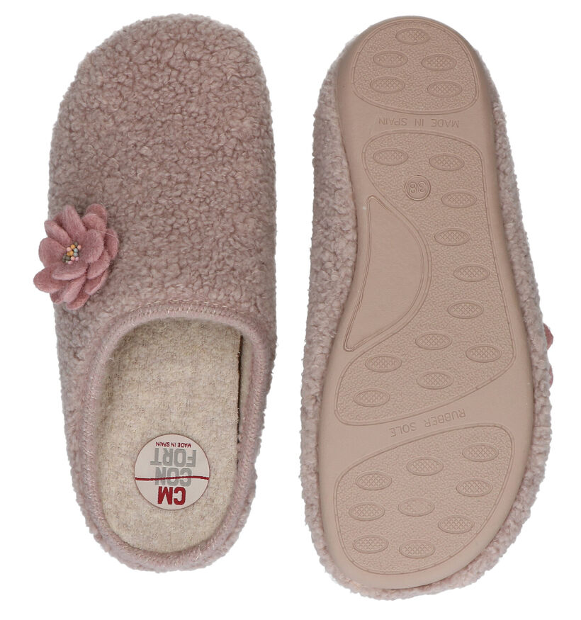 CM Confort Pantoufles ouvertes en Rose en textile (281986)