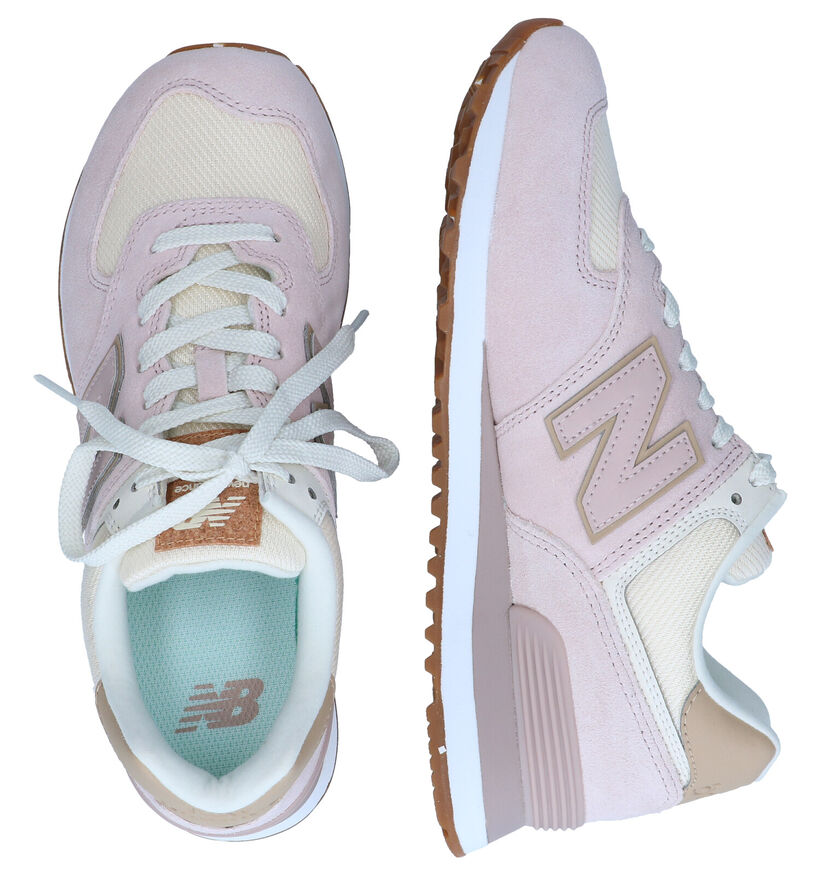 New Balance WL574 Baskets en Rose pour femmes (301950) - pour semelles orthopédiques