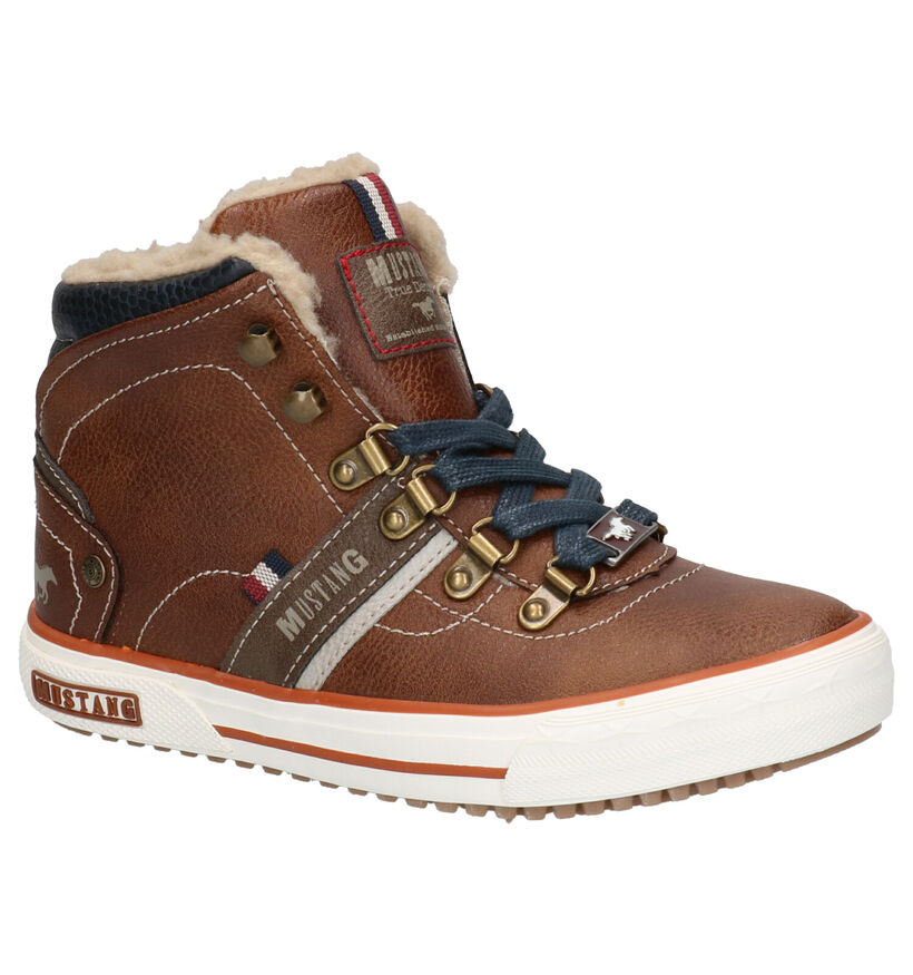 Mustang Cognac Hoge Schoenen in kunstleer (254763)