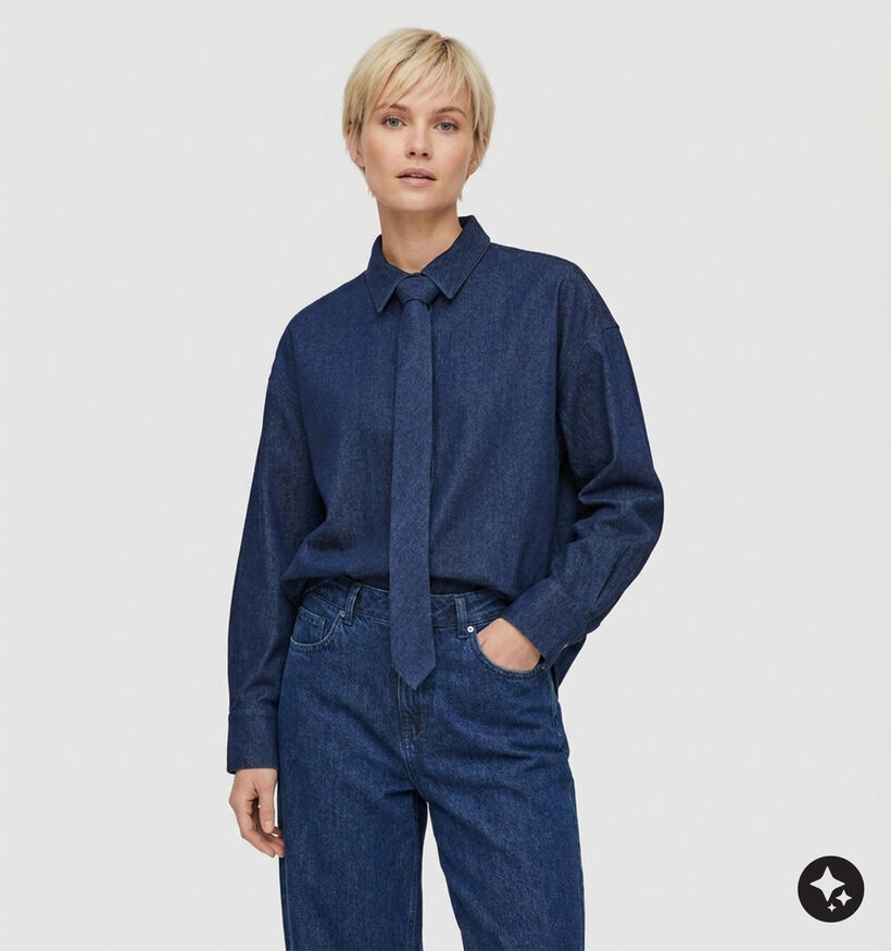 Vila Ralo Blauw Jeanshemd met Das voor dames (383845)