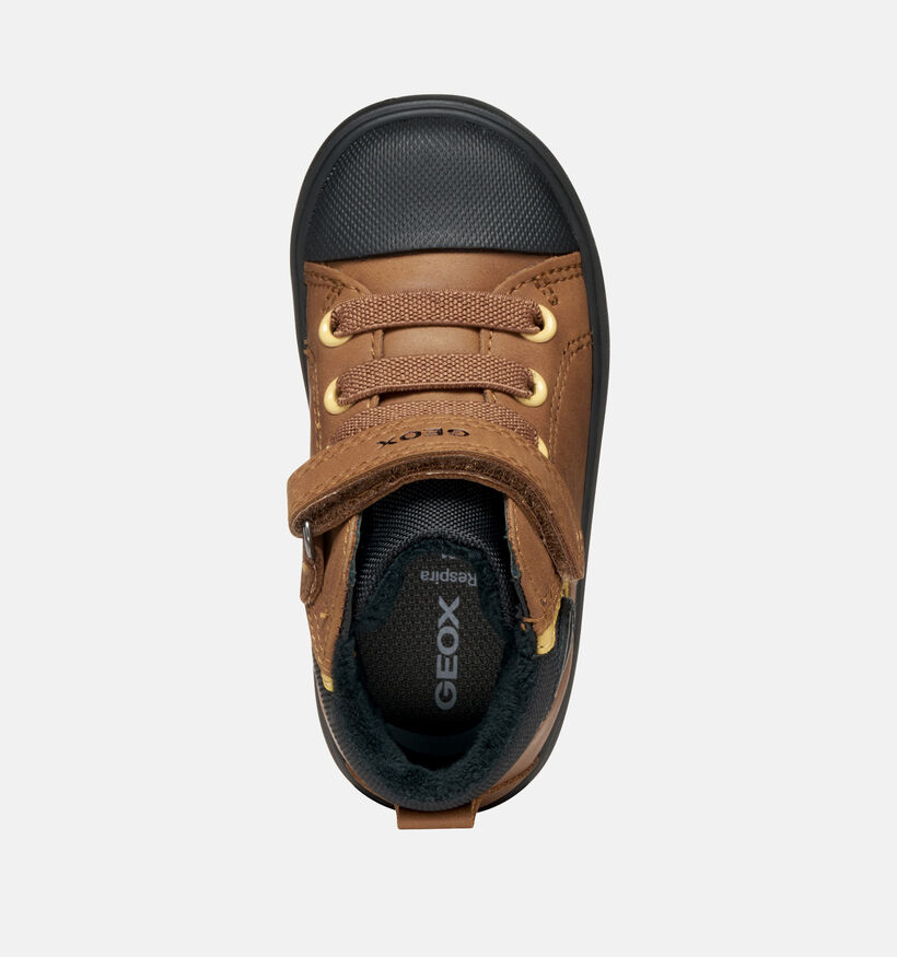 Geox Gisli Chaussures hautes en Cognac/Noir pour garçons (361922) - pour semelles orthopédiques