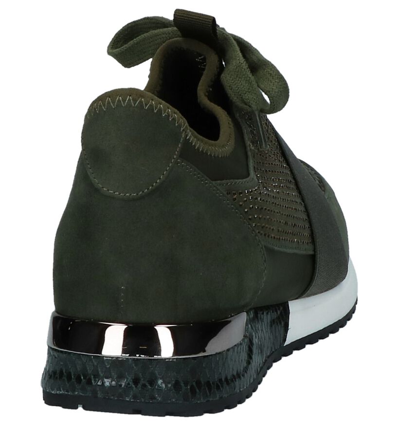 Zwarte Sneakers La Strada met Steentjes en Slangenprint in stof (235792)