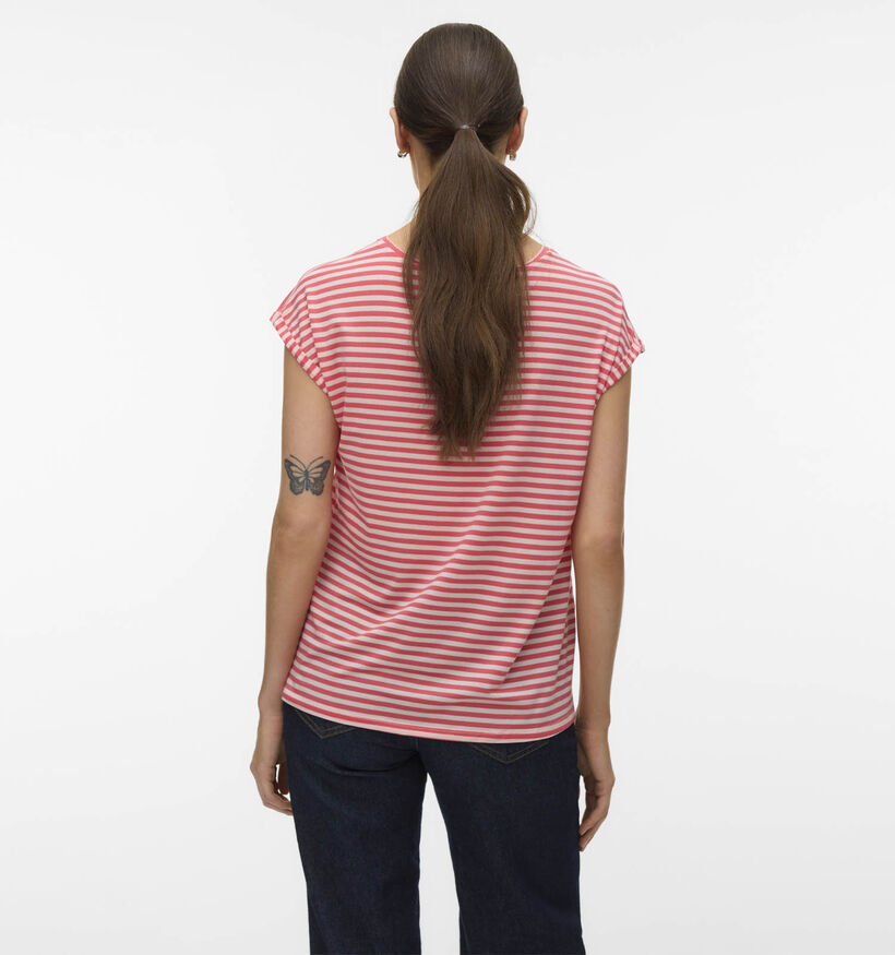 Vero Moda Ava Stripe T-shirt en Rose/Blanc pour femmes (369425)