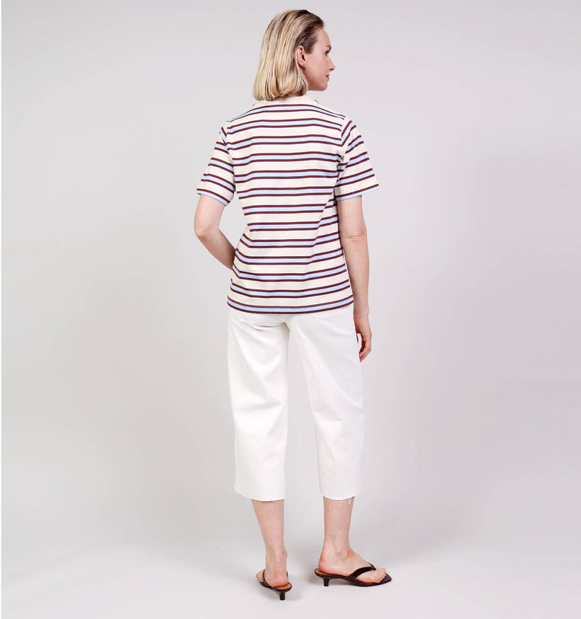 Vero Moda Mika Demi Beige/Blauwe Gestreepte T-shirt voor dames (380526)