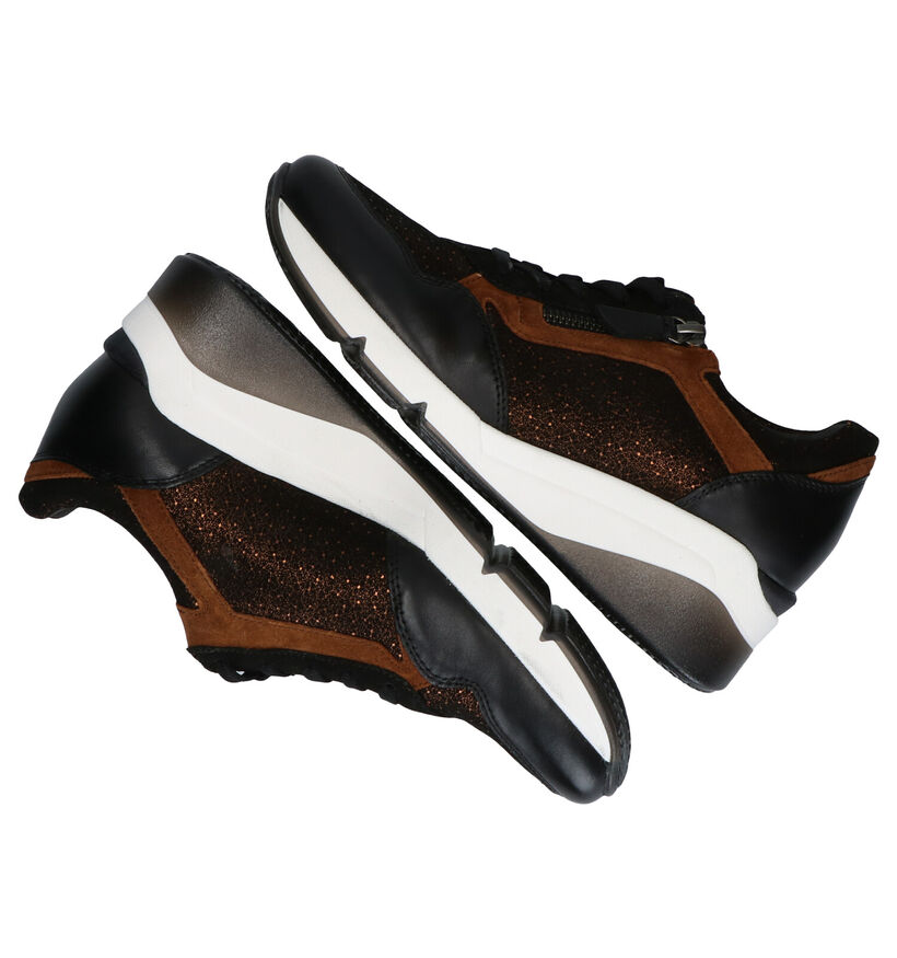 Gabor OptiFit Zwart/Bronzen Sneakers in leer (282470)