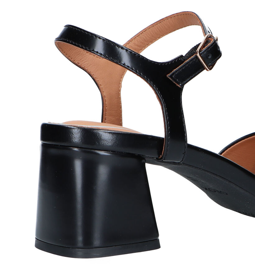 Geox Genziana Mid Zwarte Sandalen in leer (326666)