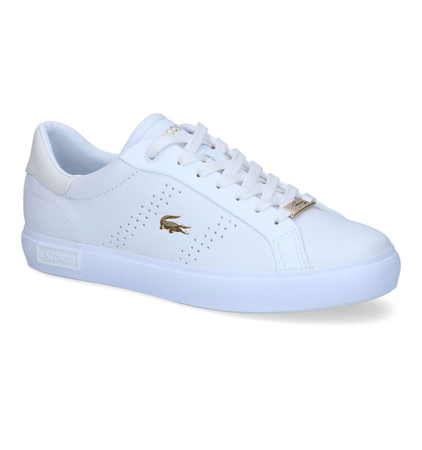 Lacoste Powercourt Witte Veterschoenen in kunstleer (305676)