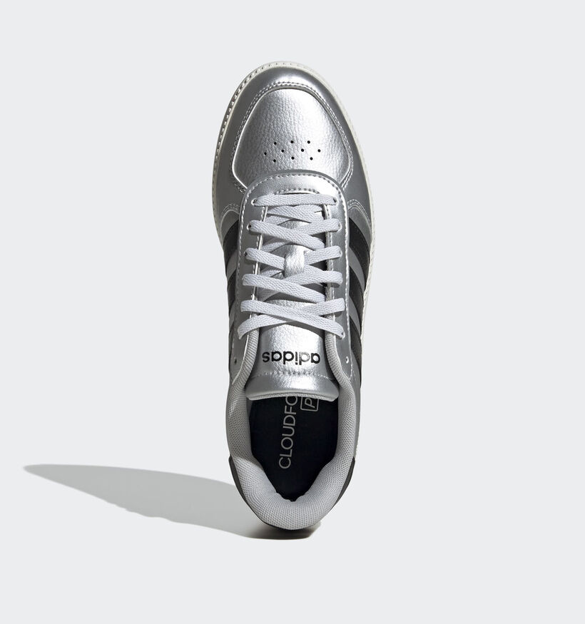adidas Breaknet Sleek Baskets en Argent/Noir pour femmes (359434) - pour semelles orthopédiques