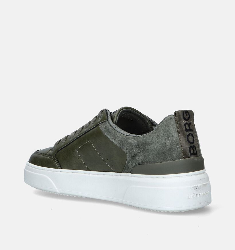 Björn Borg Tennis Low Chaussures avec lacets en Vert Olive pour hommes (345606) - pour semelles orthopédiques