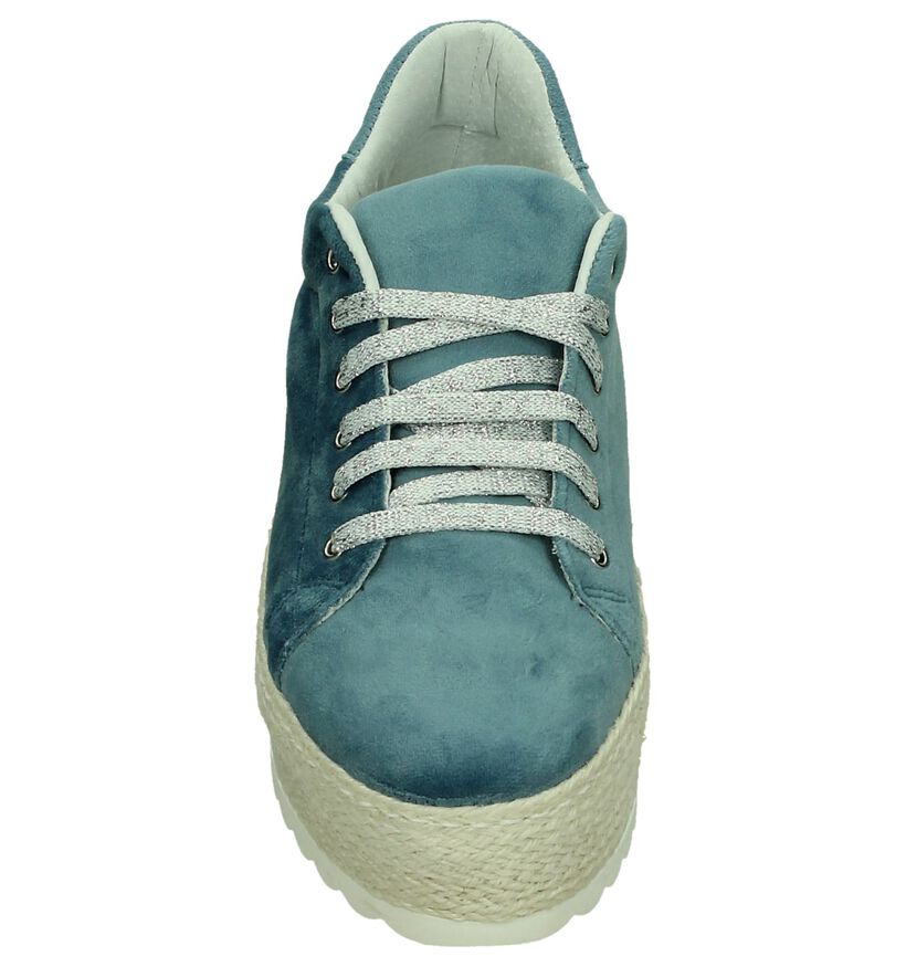 Youh! Chaussures à lacets en Bleu en velours (201259)