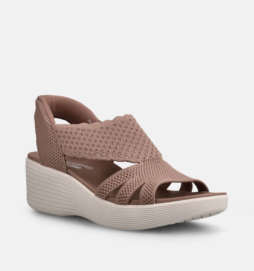 Skechers Parallel Lite Summer Invite Bruine Sandalen op Sleehak voor dames (371259)