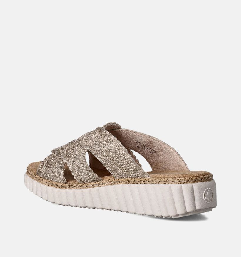 Rieker Nu-pieds talon compensé en Beige pour femmes (354988)