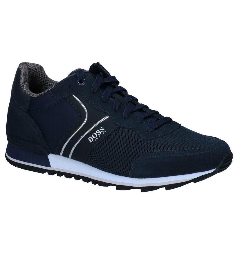 Boss Parkour Runn Chaussures à lacets en Bleu en daim (296446)
