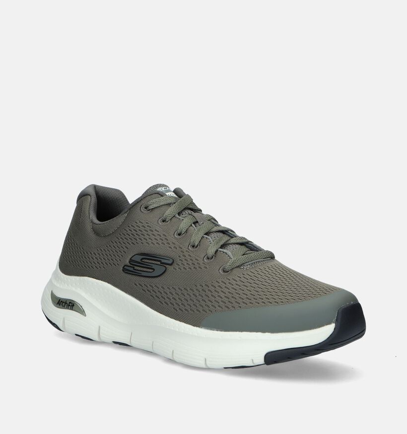 Skechers Arch Fit Baskets en Vert Olive pour hommes (340806) - pour semelles orthopédiques