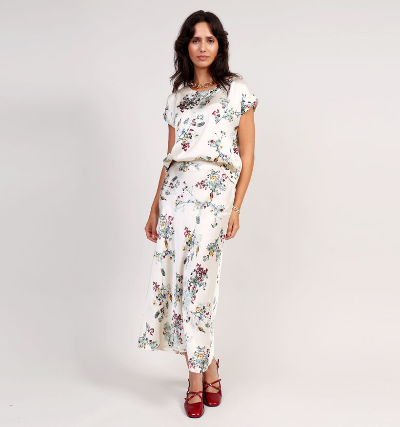 Vero Moda Jupes longues en Écru/Fleurs pour femmes (368827)