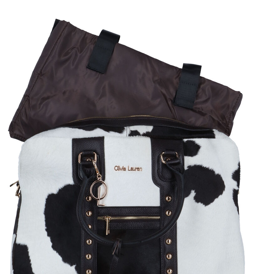 Olivia Lauren Cowhide Sac à roulettes en Noir pour femmes (333970)