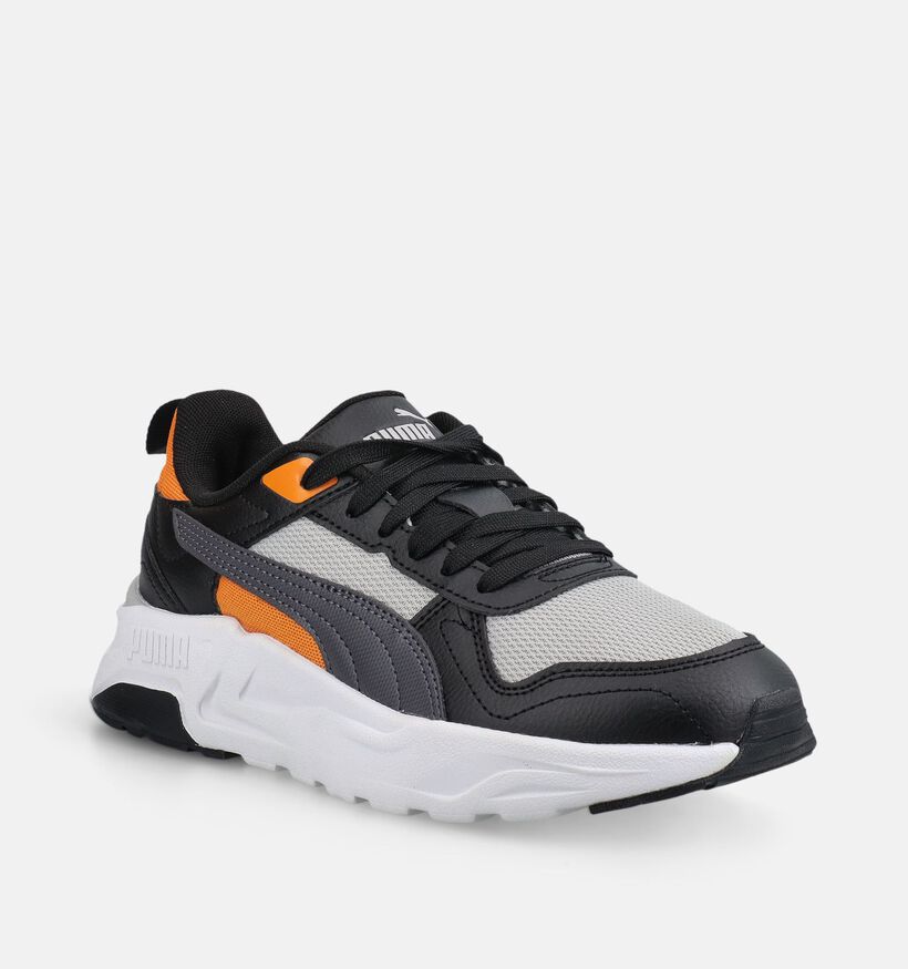 Puma Trinity 2 LT Baskets en Noir/Orange pour gar&ccedil;ons (375564) - pour semelles orthop&eacute;diques