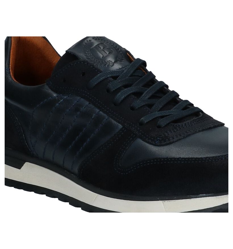 Donkerblauwe Casual Veterschoenen Borgo Sport in leer (227591)