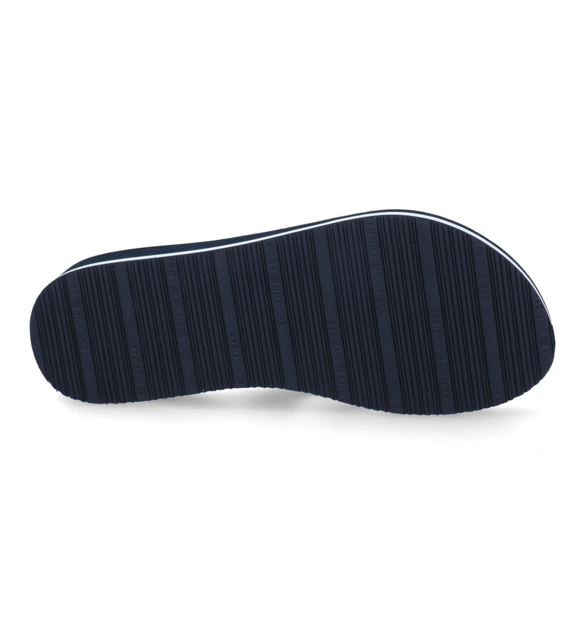 TH Tommy Webbing Blauwe Teenslippers voor dames (304012)