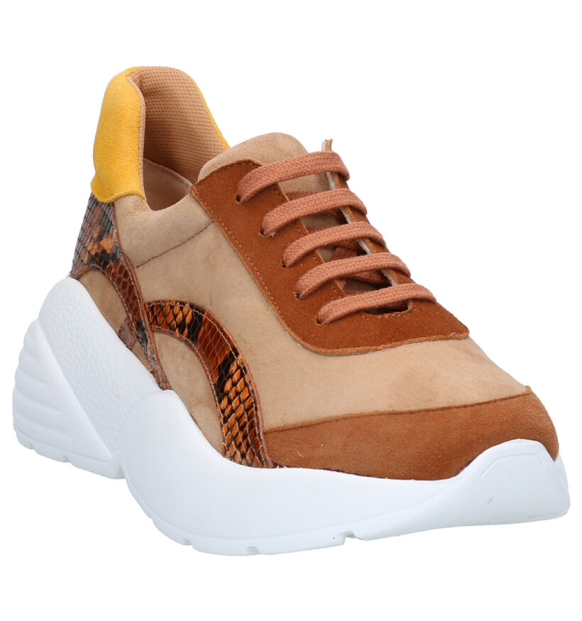 March23 Vivian Cognac Sneakers in leer (256898)