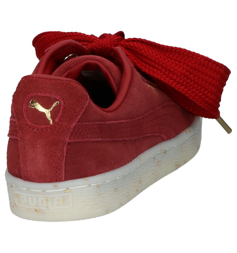 Rode Lage Sportieve Sneakers Puma Suede Heart in daim (209955)