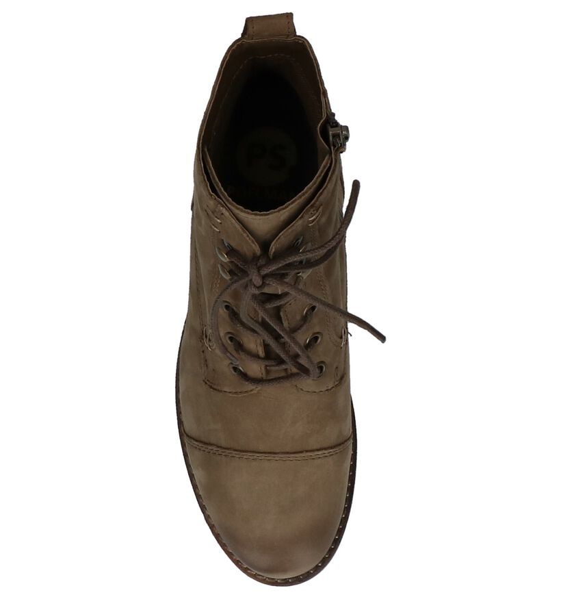 Poelman Gasolina Kaki Bottines met Rits/Veter in nubuck (222935)