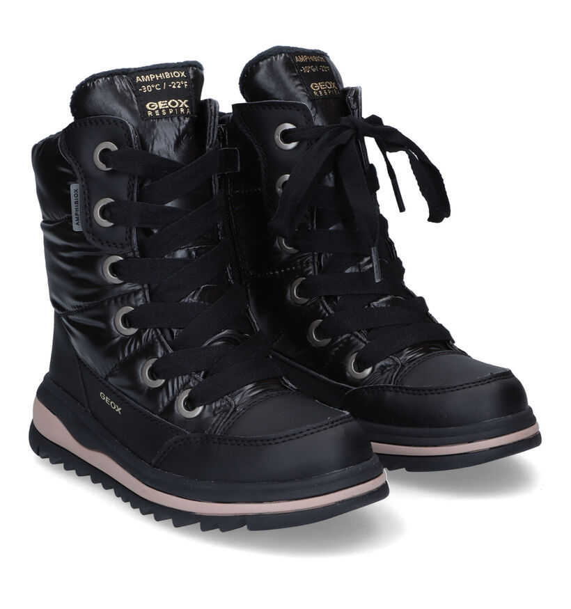 Geox Adelhilde Zwarte Snowboots voor meisjes (317638) - geschikt voor steunzolen