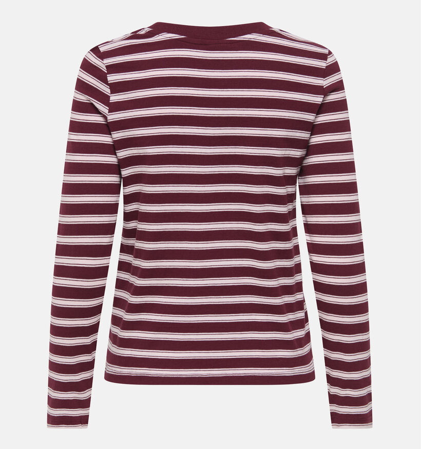 JDY Pisa Bordeaux/Roze T-shirt Gestreept voor dames (382066)