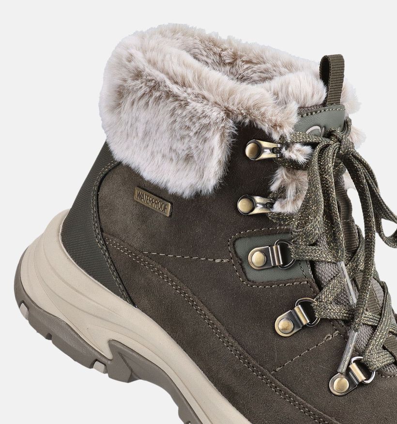 Skechers Trego Snow Worries Boots &agrave; lacets en Vert kaki pour femmes (377966)