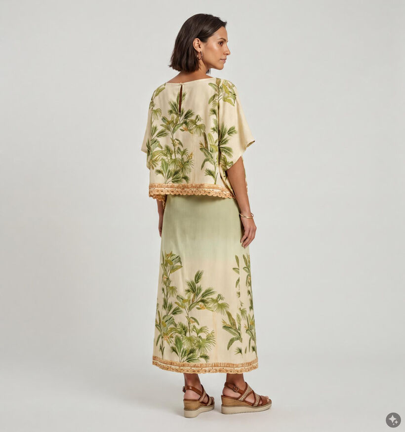 Vero Moda Heather Beige/Groene Lange Rok voor dames (379094)