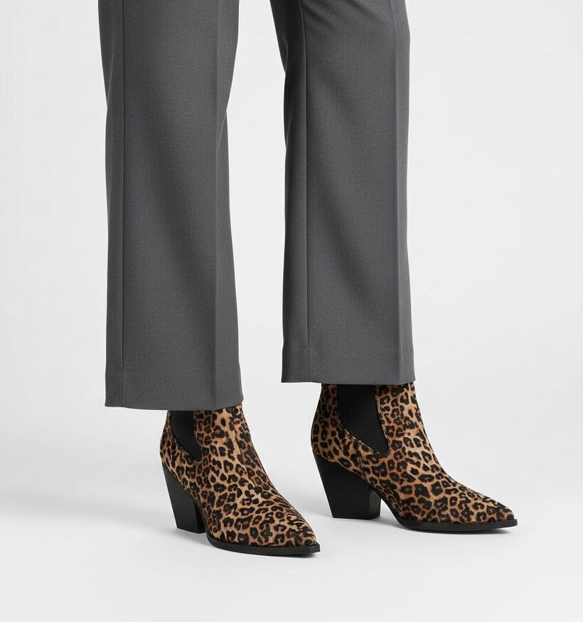 Poelman Bottines à imprimé léopard en Marron Poelman Bottines à imprimé léopard en Marron pour femmes (373798)