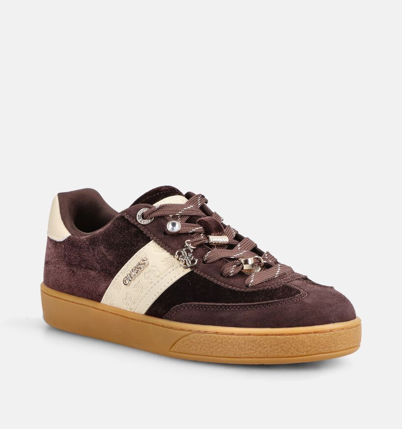 Guess Naoki 2 Baskets en Marron/Ecru pour femmes (379502) - pour semelles orthop&eacute;diques