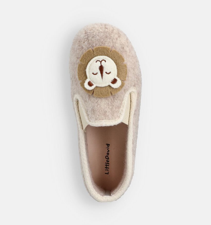 Little David Lion Pantoufles en Beige pour filles, garçons (364930) - pour semelles orthopédiques