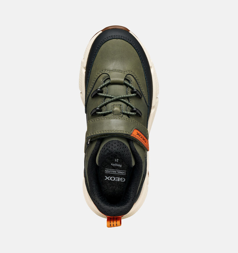 Geox Flexyper Baskets basses en Vert kaki pour gar&ccedil;ons (376240) - pour semelles orthop&eacute;diques
