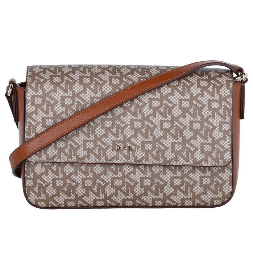 DKNY Sac Porté Croisé en Taupe en cuir (281761)