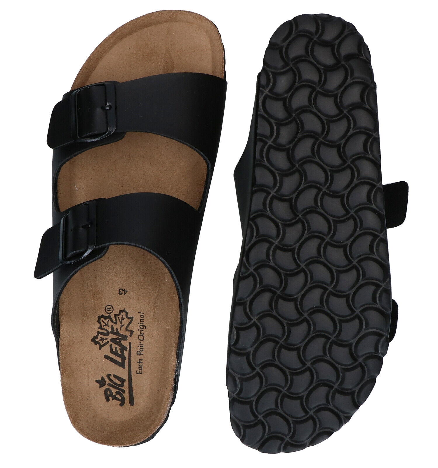 Big Leaf Zwarte Slippers Heren Slippers Online op TORFS.BE