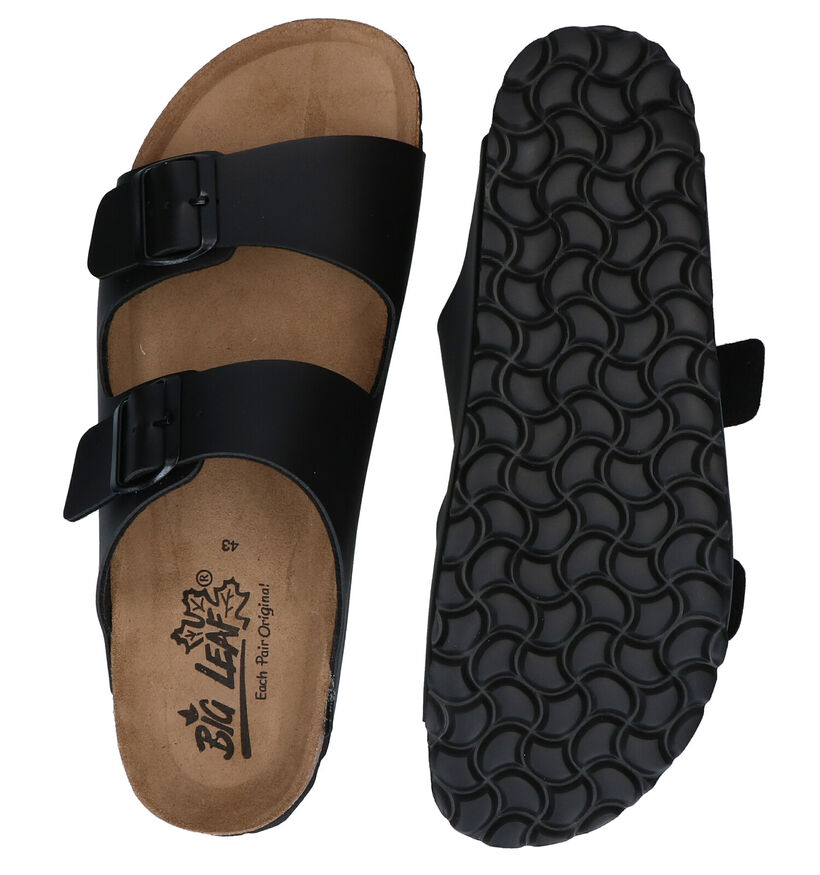 Big Leaf Nu-pieds casual en Noir en simili cuir (292423)