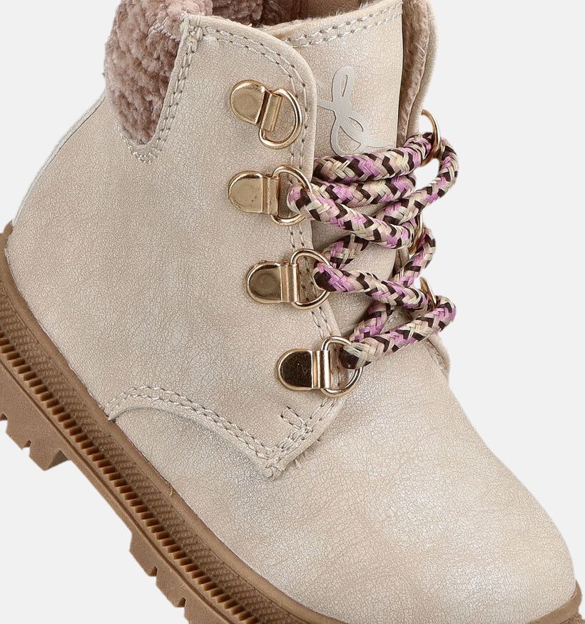 Milo & Mila Boots &agrave; lacets en Beige pour filles (379068)