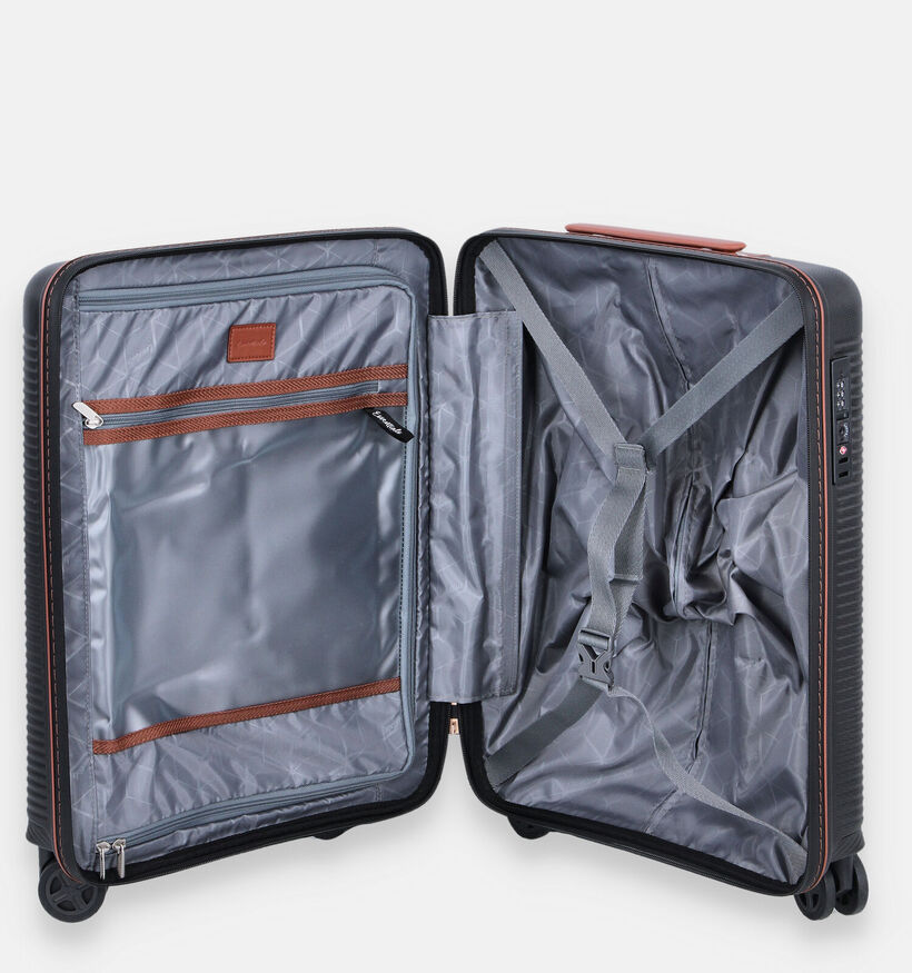 Origin Zwarte/Cognac Reiskoffer Handbagage voor dames, heren (376172)