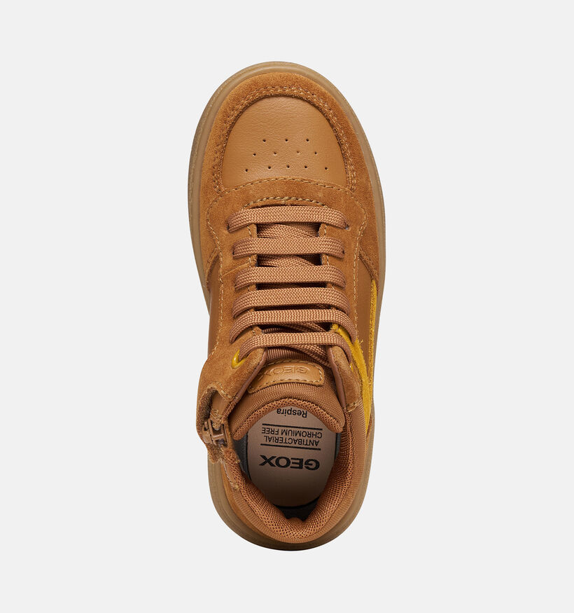 Geox Theeleven Boots &agrave; lacets en Cognac pour gar&ccedil;ons (377757) - pour semelles orthop&eacute;diques