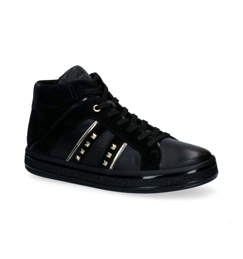 Geox Leelu Zwarte Hoge Sneakers in leer (301052)