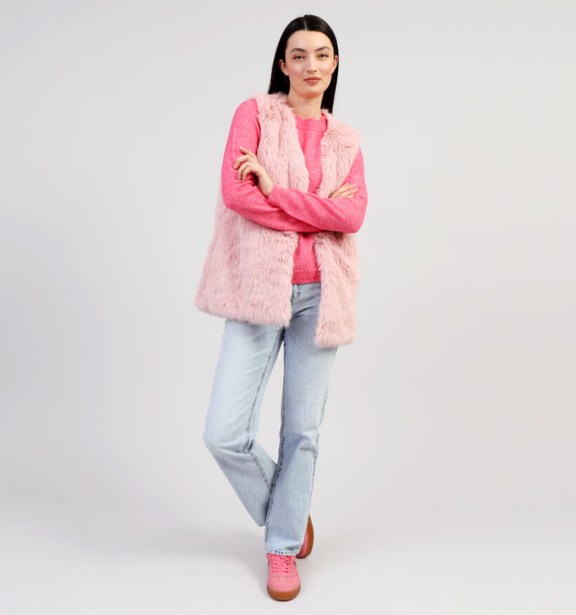 Dolce C. Roze Fluffy Bodywarmer voor dames (358488)